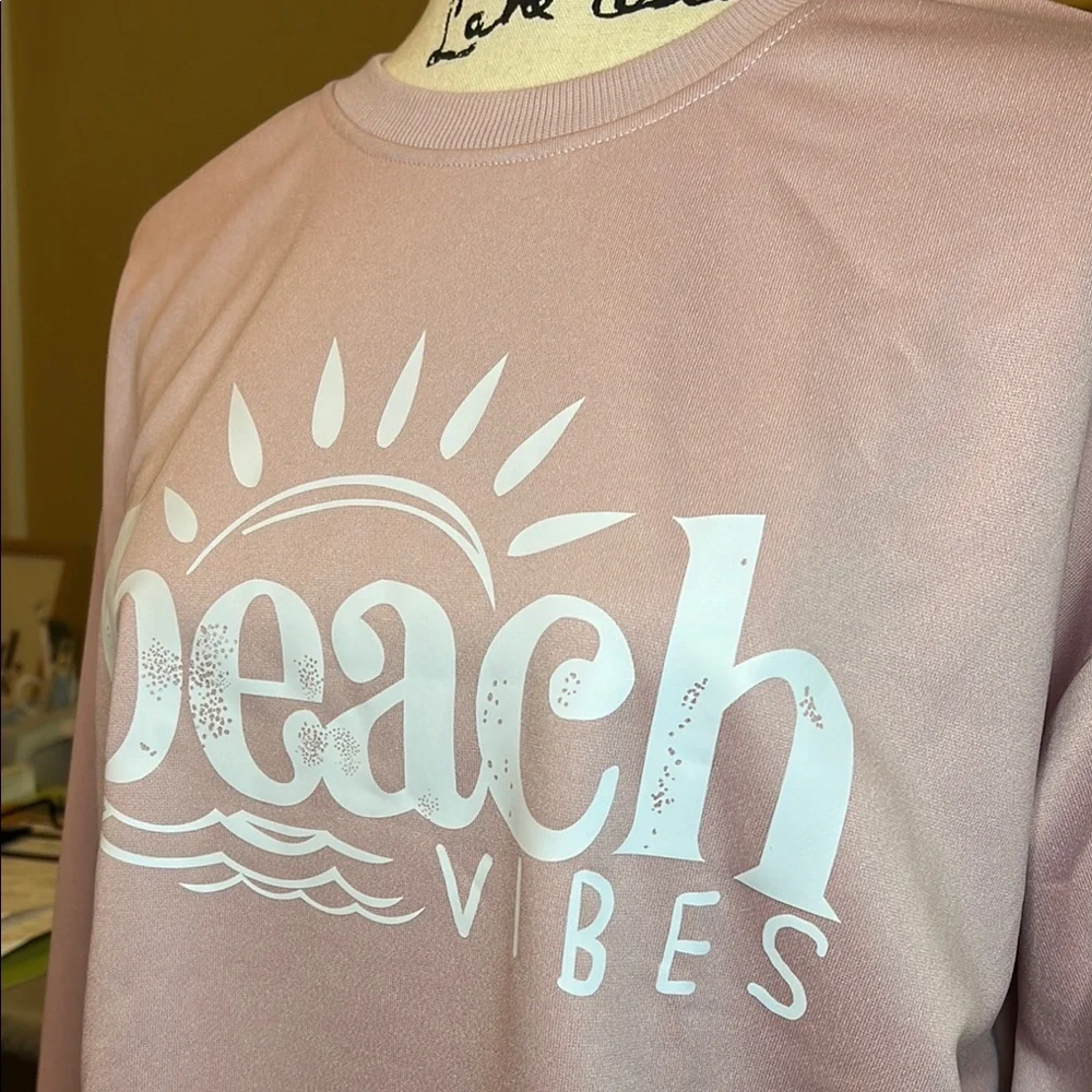 Soft Pink Beach Vibes Crewneck Sweatshirt - Picture 2 of 3